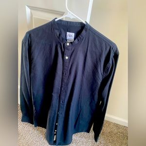 Zara button down black shirt relaxed fit 42 size